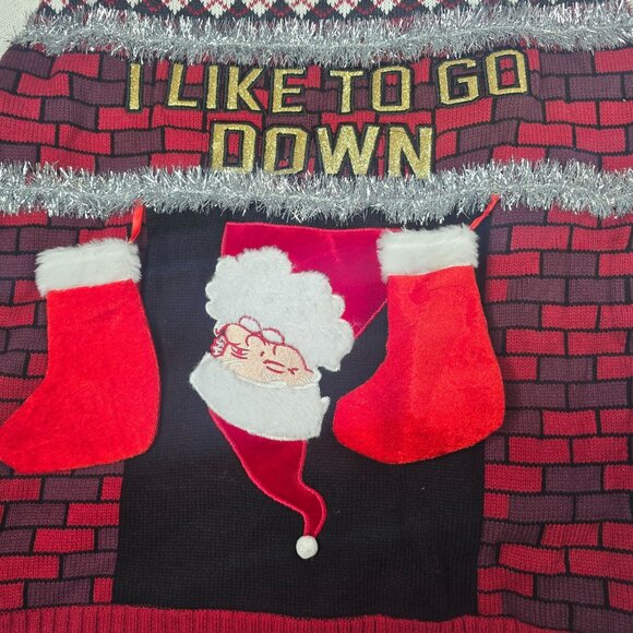 Spencers Other - Ugly Christmas Sweater XL "I Like To Go Down" Santa Design Spencers Workshop